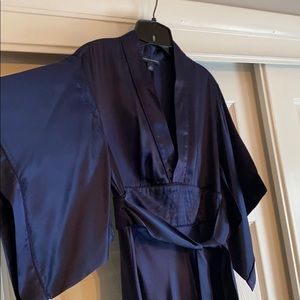 BR 100% Silk Navy Kimono Style Dress